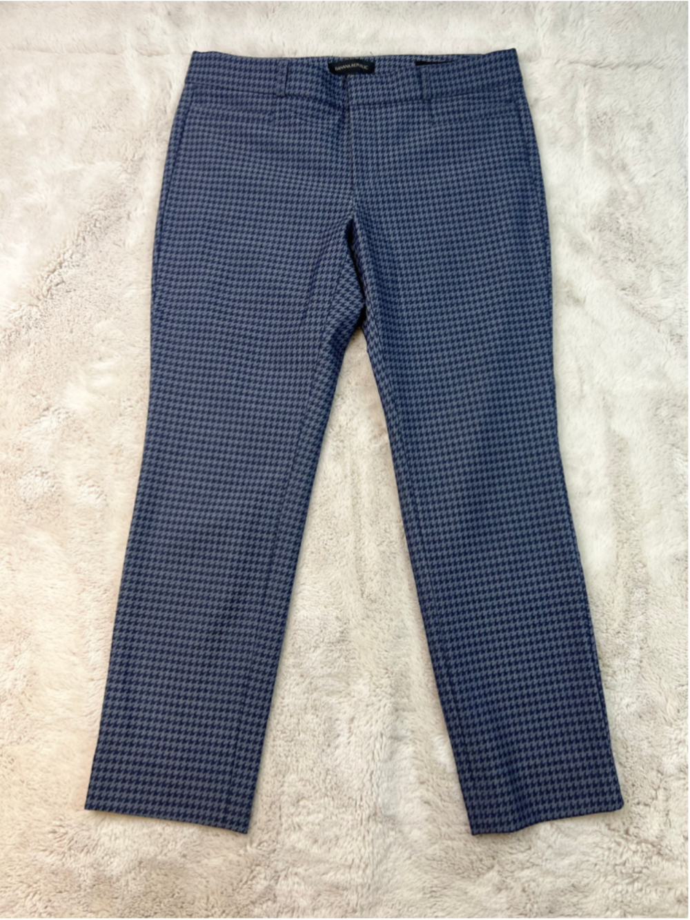 Banana Republic Sloan Pants Trousers Womens Size 6 S Blue Houndstooth Stretch